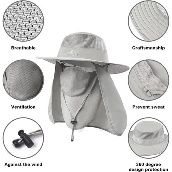 Fishing Hat,Sun Cap with UPF 50+ Sun Protection and Neck Flap,for Men and Women - Picture 3 of 8